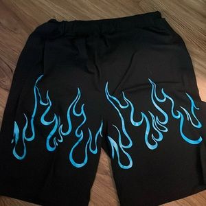 Shorts with blue flames